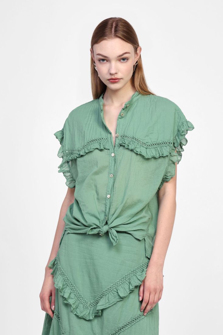 Ruffled and Buttoned Shirt