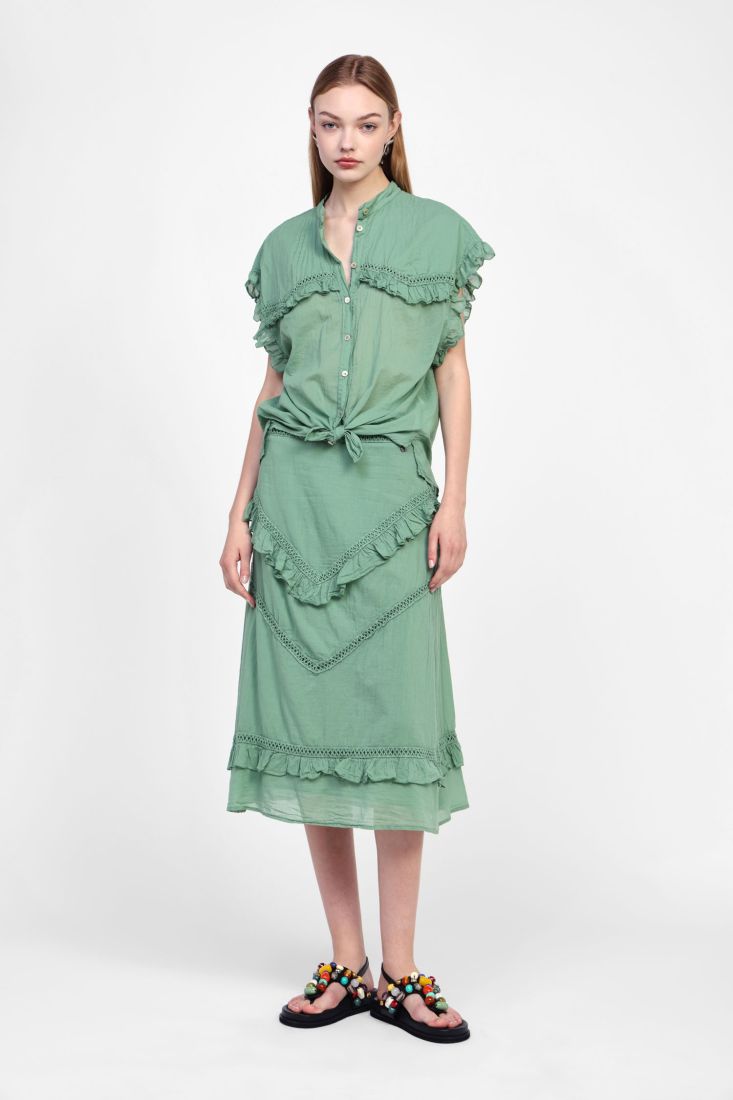 Ruffled and Buttoned Shirt