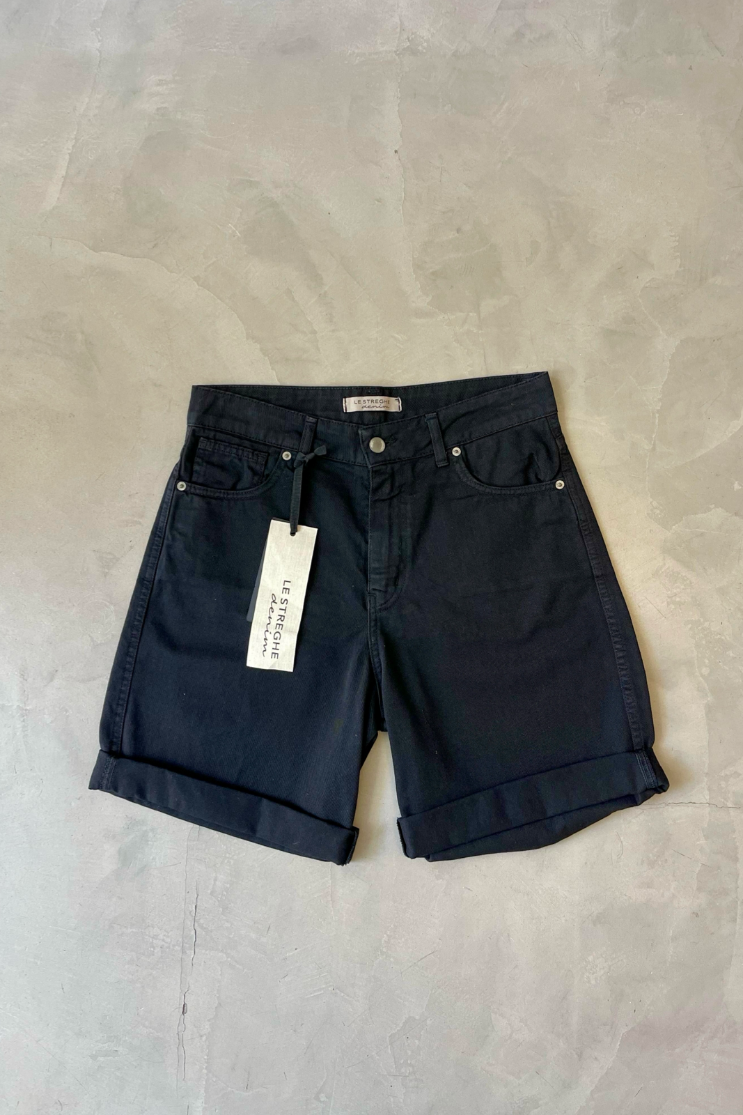 Folded Fitted Denim Shorts