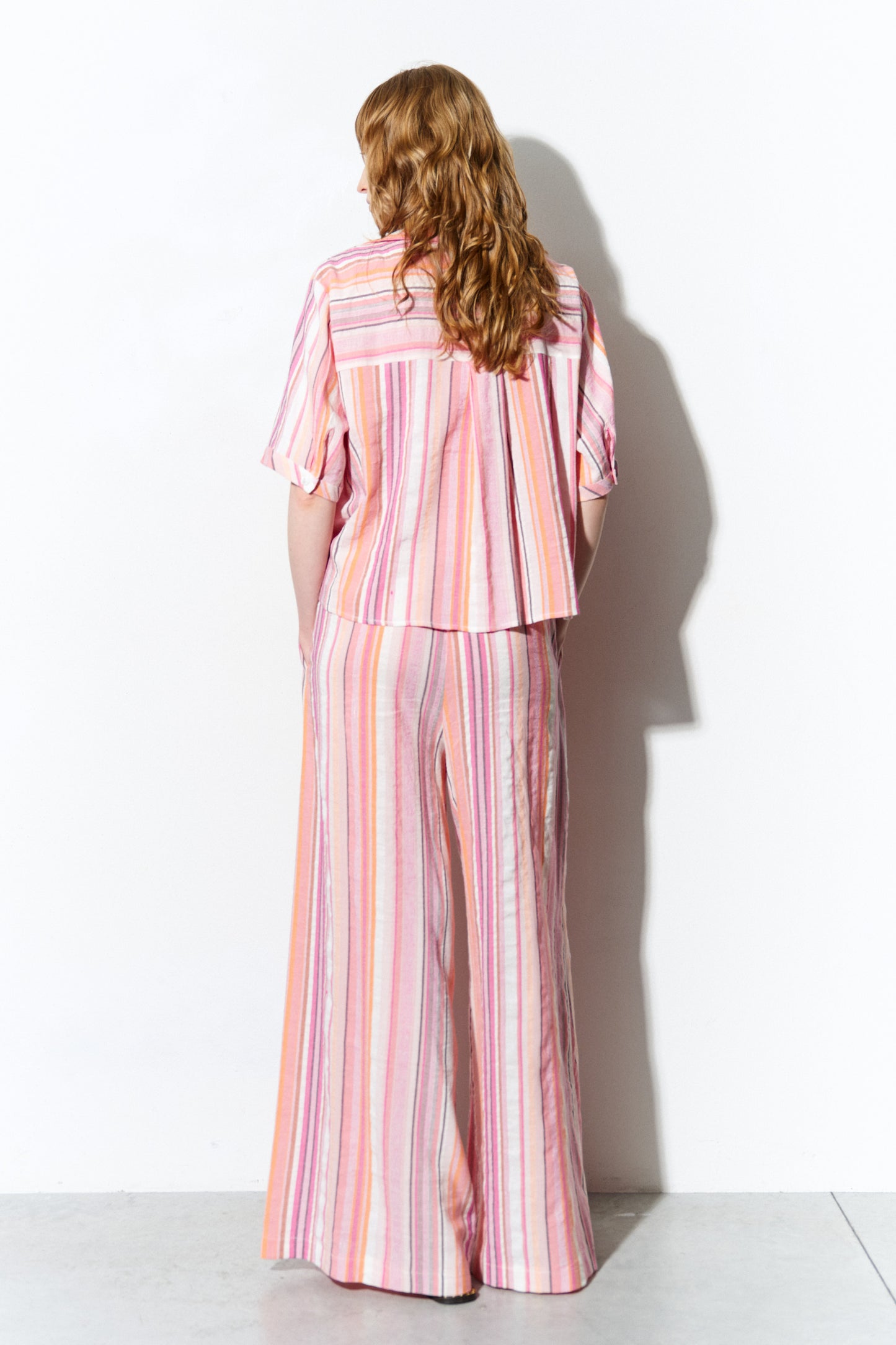 Linen Blend Shirt with Asymmetric Stripes