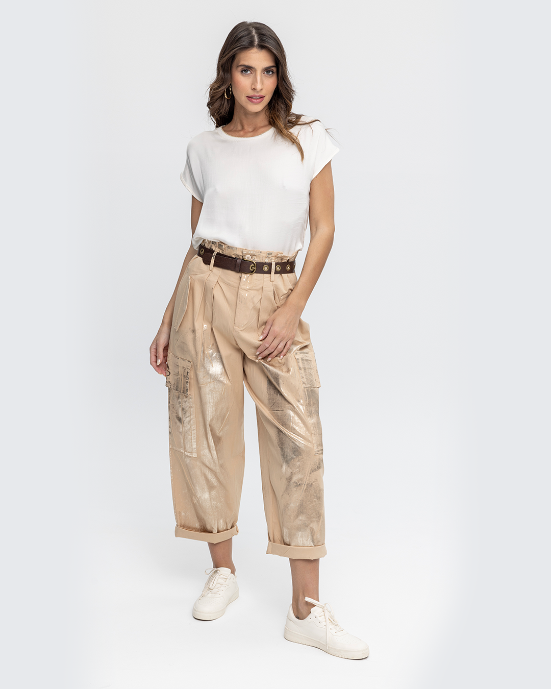 Metallic Cargo Pants