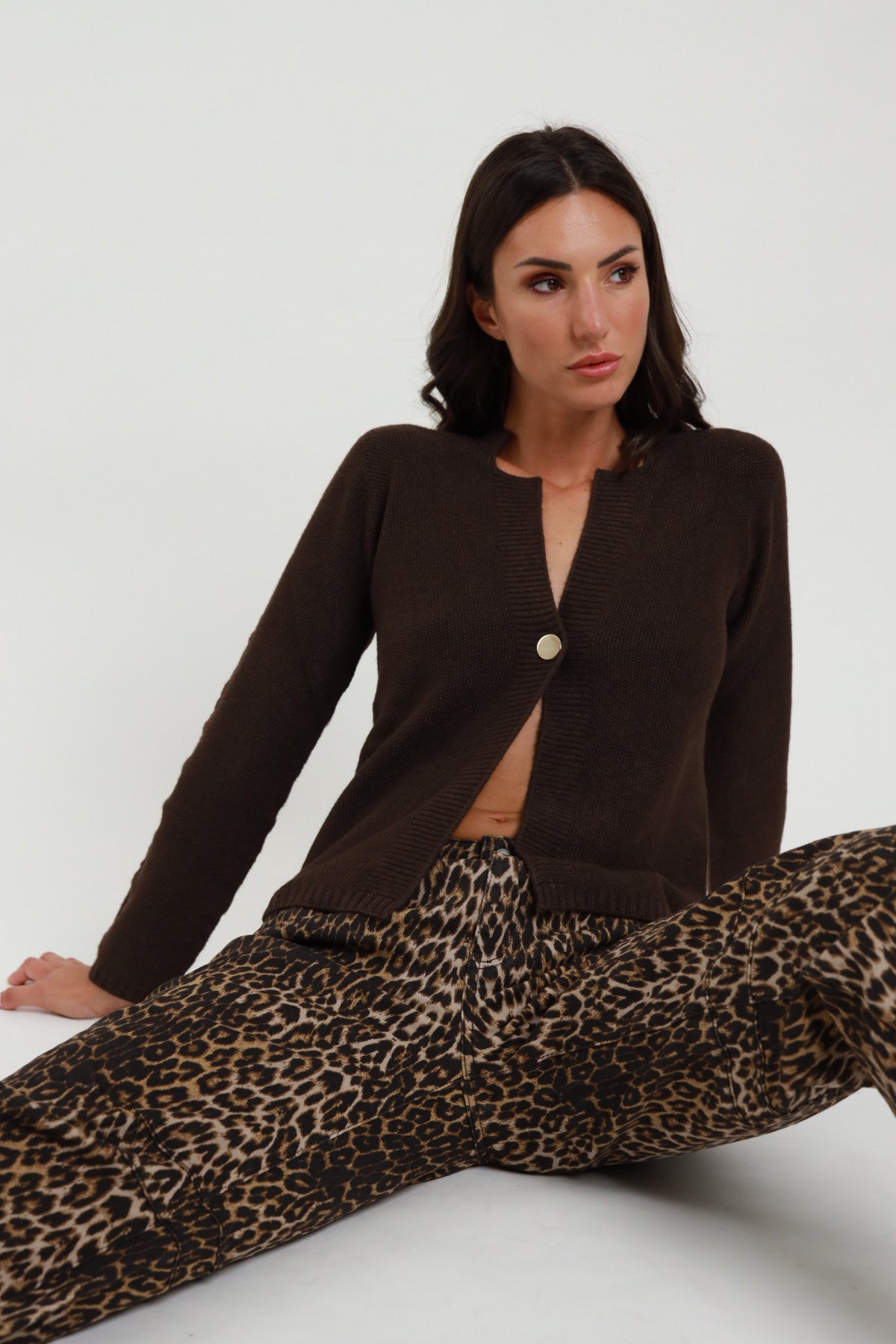 Rice Stitch Cardigan with 1 Button Closure