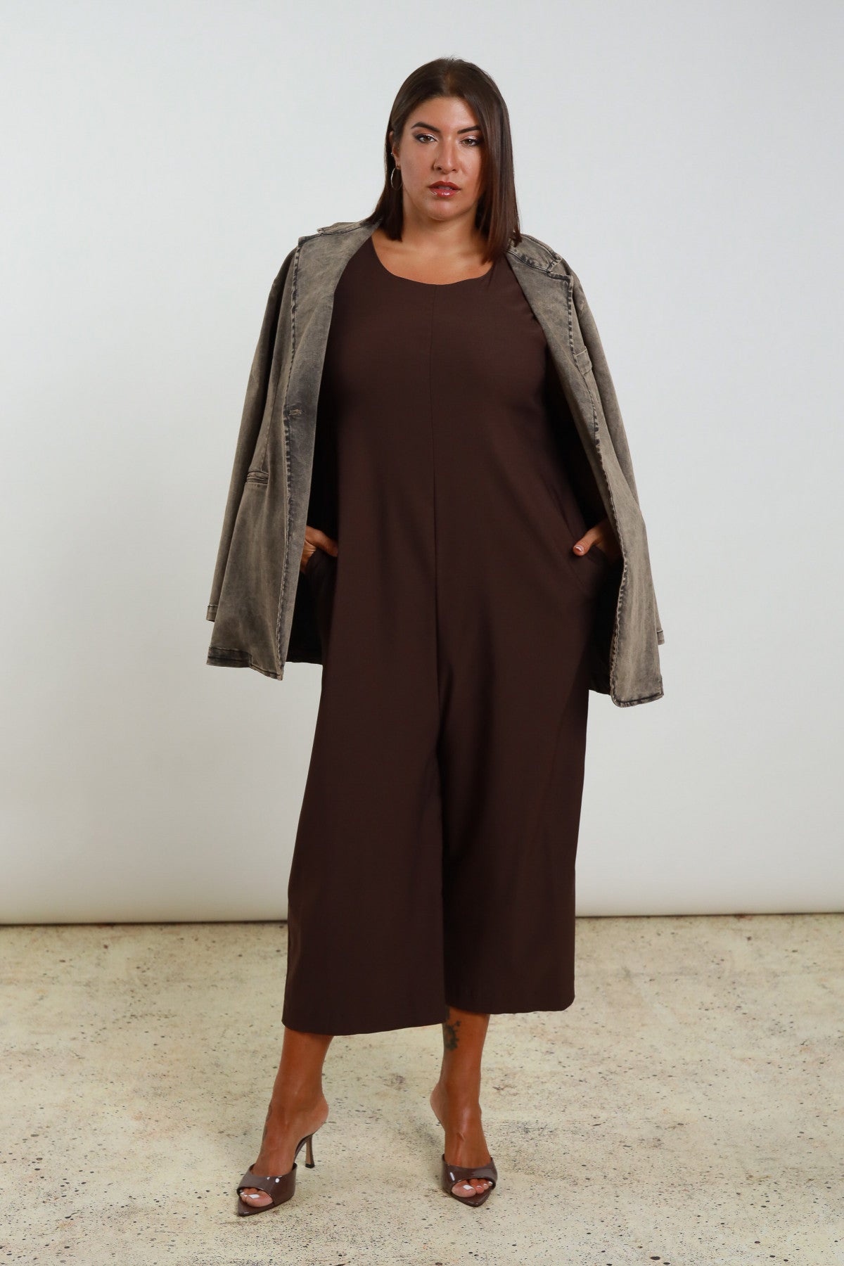 Dark Brown Denim Blazer
