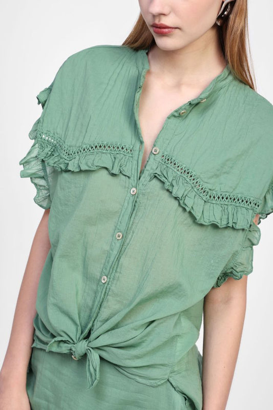 Ruffled and Buttoned Shirt