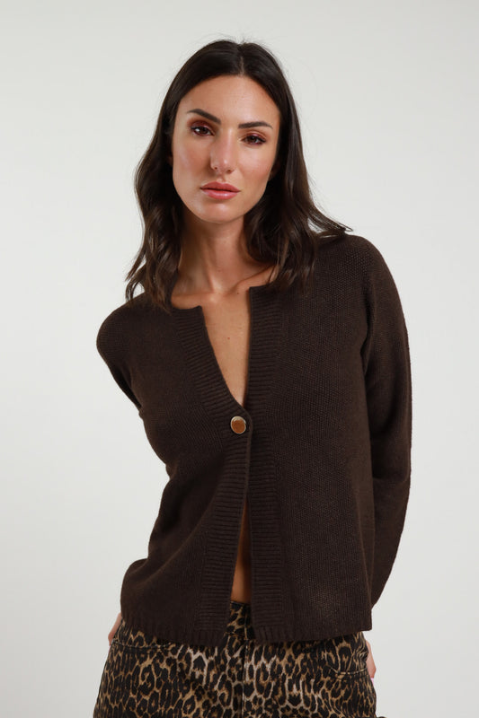 Rice Stitch Cardigan with 1 Button Closure